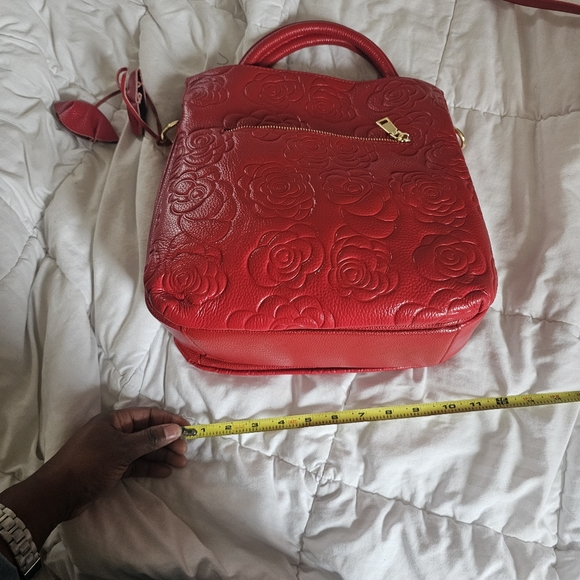 Embossed Red leather purse